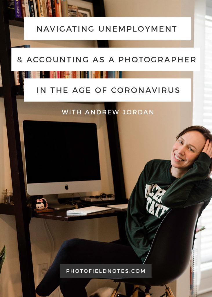Navigating unemployment and accounting as a photographer in the age of coronavirus (heading image with Allie Siarto working from home)
