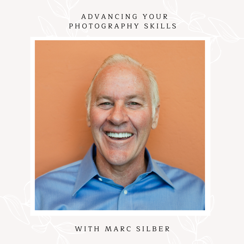 Advancing your photography skills with Marc Silber - a photo of Marc on an orange background with a blue shirt